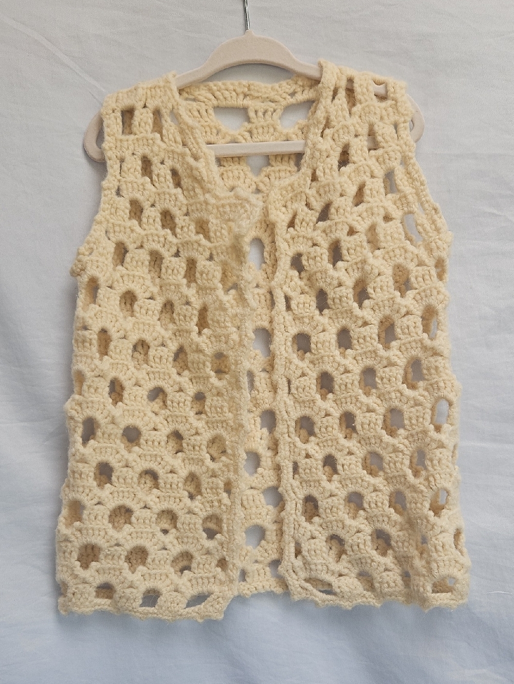 Homemade Cream Crochet Kids Vest - Soft Layering About Sz 8-10